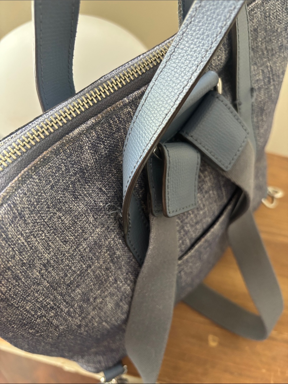 henri bendel denim blue Jetsetter backpack/crossbody- Small - Picture 4 of 8